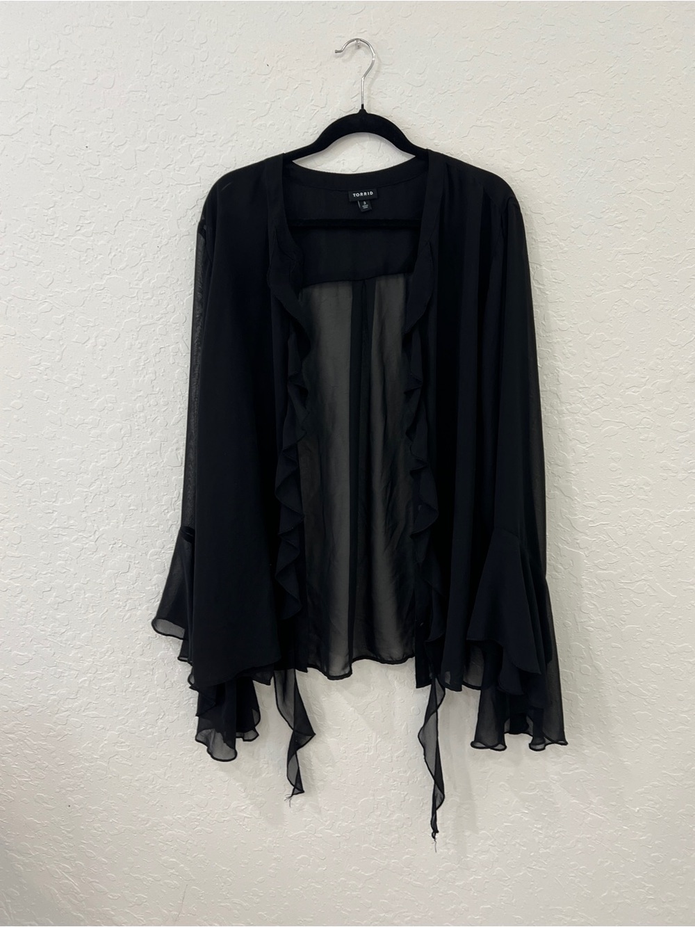 torrid Black Sheer Ruffle Open-Front Tunic